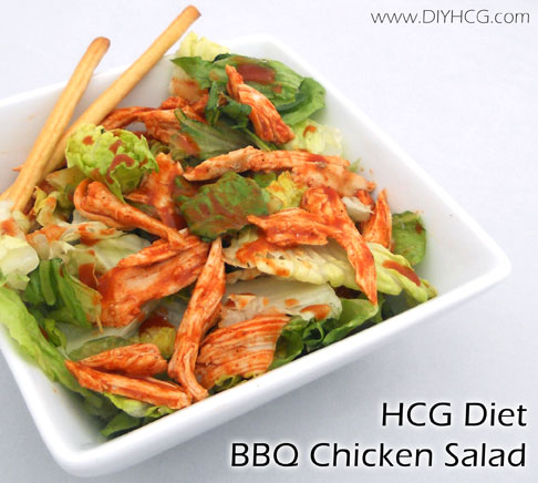 Tossed BBQ chicken salad for phase 2 of the HCG diet... unbelievably good! 