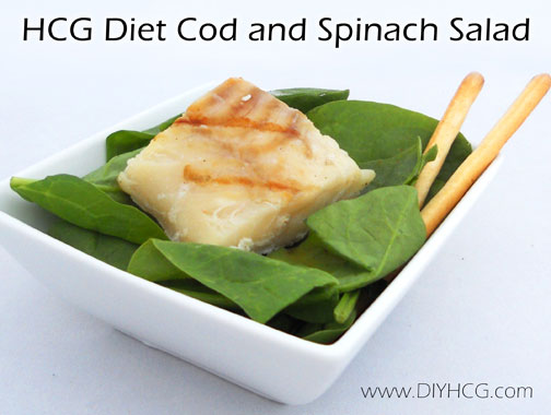 This 'fresh' HCG diet meal will bring a smile to your face. It has a perfect combination of flaky cod, crisp spinach, and lemony flavor. Try it today!
