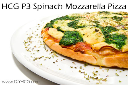 HCG P3 pizza made with a flatbread wrap! Smart idea that keeps carbs and calories low!