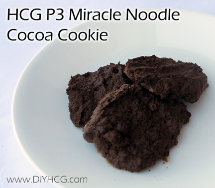 No flour cookie make with Miracle Noodles for Phase 3 of the HCG Diet.